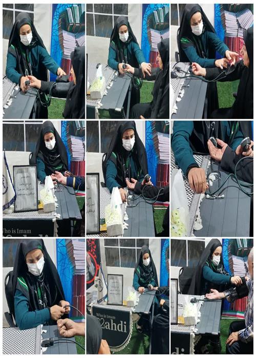 فعالیت  واحد غربالگری و تست قند و فشار خون موکب و کمپین فرهنگی منتظران منجی جهاددانشگاهی استان سمنان _   چهارشنبه  14 مرداد ماه 1405