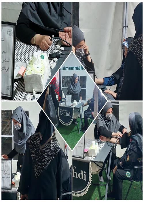فعالیت  واحد غربالگری و تست قند و فشار خون موکب و کمپین فرهنگی منتظران منجی جهاددانشگاهی استان سمنان _ دوشنبه  22 تیرماه1405