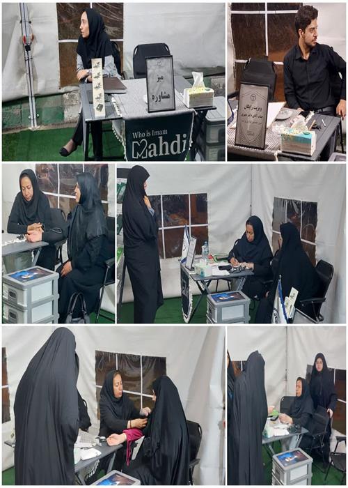 فعالیت  واحد غربالگری و تست قند و فشار خون موکب و کمپین فرهنگی منتظران منجی جهاددانشگاهی استان سمنان _ شنبه  -ششم تیرماه 1405