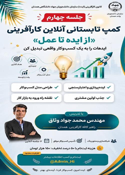 جلسه چهارم کمپ تابستانی کارآفرینی «از ایده تا عمل»